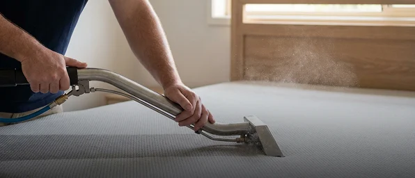 Mattress being deep cleaned and extracted in a Point Cook bedroom